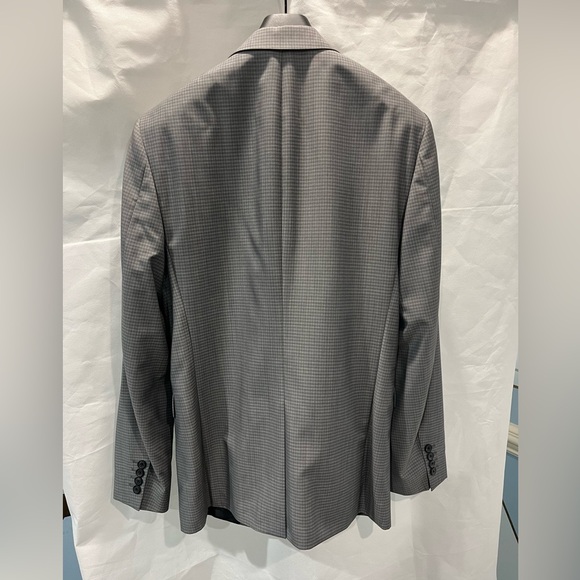 NWT Theory Chambers Blazer Tailored Gingham Dove Multi 40L Grey Suit Jacket - Picture 4 of 8